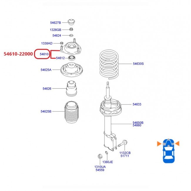 54610-22000-K 54610-25000 BASE AMORTIGUADOR DELANTERA HYUNDAI VERNA 1.6 00-05