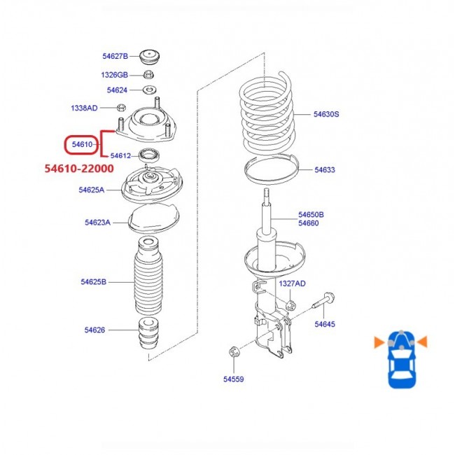 54610-22000-K 54610-25000 BASE AMORTIGUADOR DELANTERA HYUNDAI GETZ 1.6 05-12