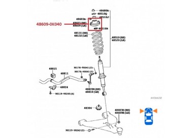48609-0K040-TH 48609-0K050 BASE AMORTIGUADOR DELANTERA TOYOTA HILUX 2.7 06-12