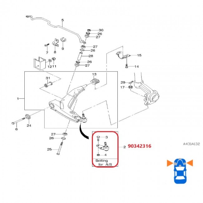 90342316 94788122 MUÑON DAEWOO CIELO 1.5 96-02