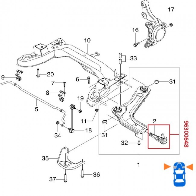 96300648 96300648 MUÑON DAEWOO NUBIRA 1.6 00-02