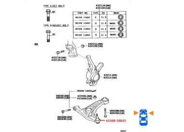 43308-59035 43308-59035 MUÑON TOYOTA YARIS 1.3 06-14