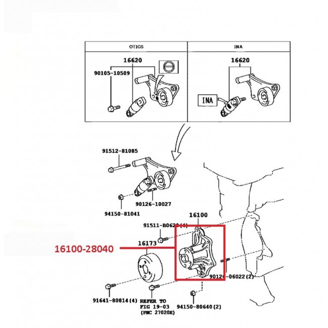 16100-28040  BOMBA AGUA TOYOTA RAV-4 2.4 06-13