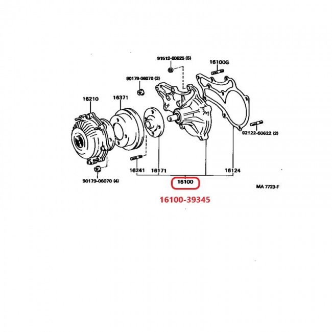 16100-39345 16100-39346 BOMBA AGUA TOYOTA  HILUX 2.4  22R 90-97