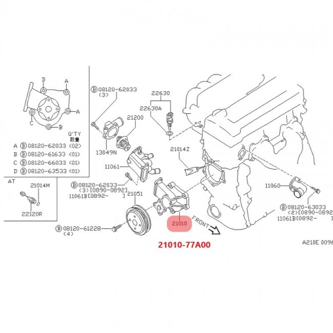 21010-77A00 21010-53Y01 BOMBA AGUA NISSAN SENTRA B13 00-08