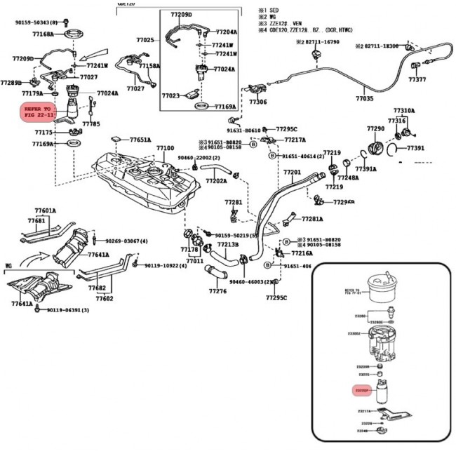 E2068 23221-22030 BOMBA GASOLINA UNIVERSAL TOYOTA  COROLLA NEW SENSATION 1.6 03-08