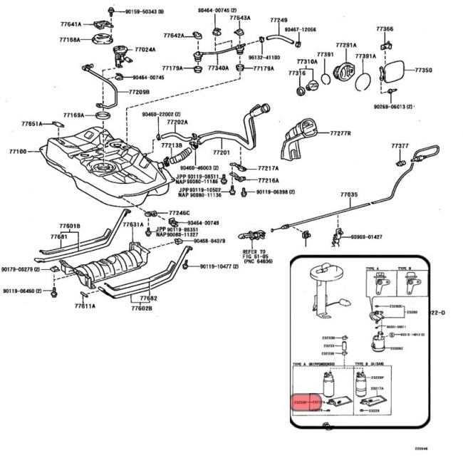 E2068 23221-03030 BOMBA GASOLINA UNIVERSAL TOYOTA CAMRY 2.2 97-01