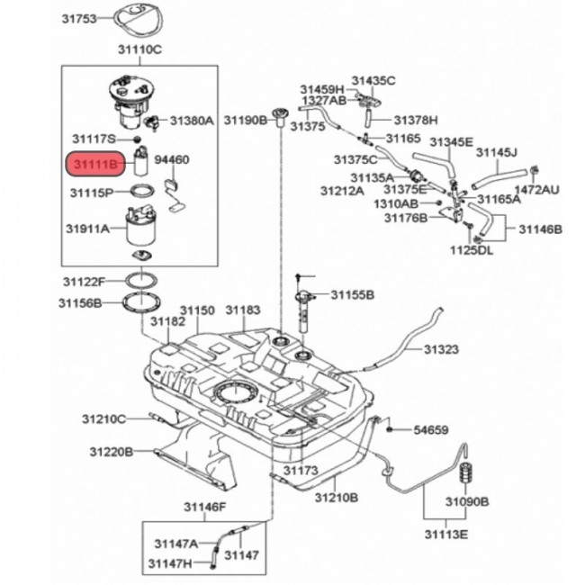 E2068 31111-38050 BOMBA GASOLINA UNIVERSAL HYUNDAI TIBURON 2.7 02-07
