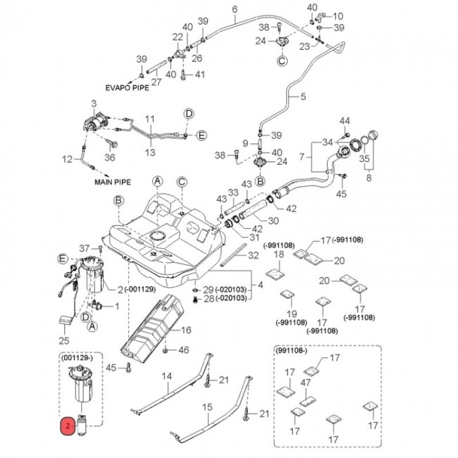 E2068 0K2NC-1335Z BOMBA GASOLINA UNIVERSAL KIA SPECTRA 1.6 00-03